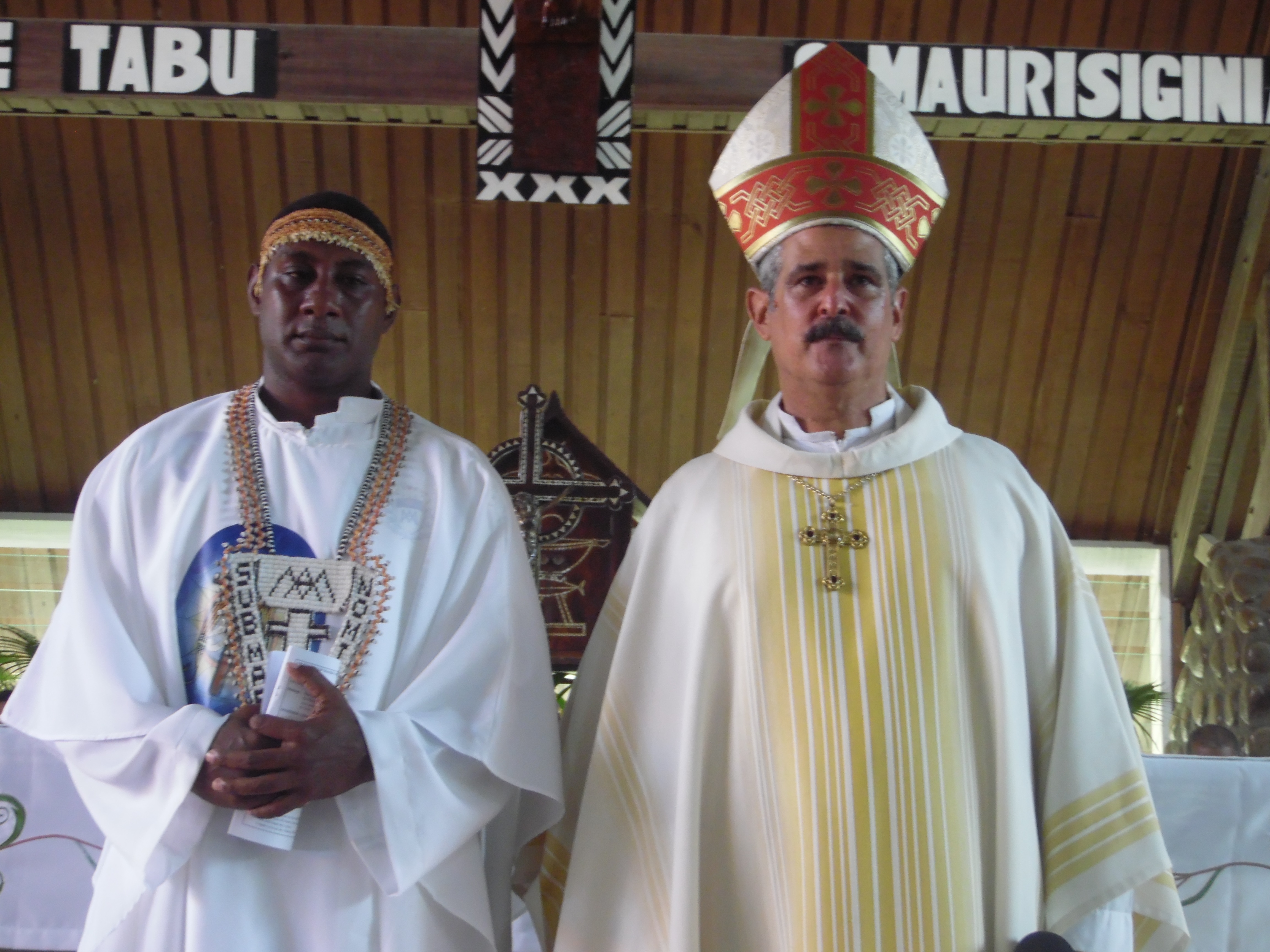Fr Peter Puamae sm with Archbishop Christopher Cardone